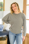 Long Sleeve Solid Knit Open Back Top In Olive