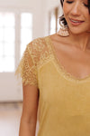 Lovely Lace Tee In Yellow